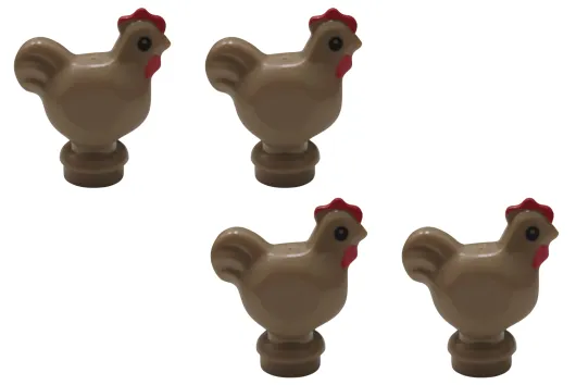 Klemmbausteine Tier Huhn in dunkel beige / dark tan 4Stück