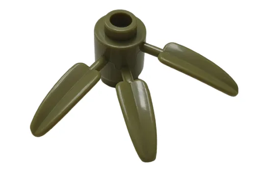 KBW Klemmbausteine Pflanzenblatt / Bambus rund 1x1 mit 3 Blättern in olive grün 100Stück