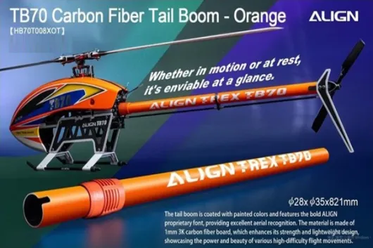 Align Ersatzteile Carbon Heckrohr in orange für Align T-Rex TB70
