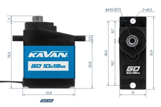 Kavan GO Servo Microservo GO-10S13MG 0,08s/60° - 2,0kg.cm