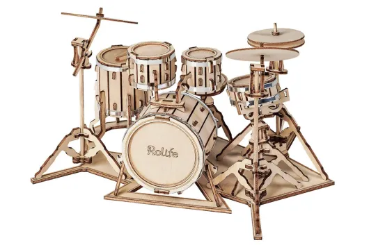 Lasercut Holzbausatz Standmodell Musikinstrument Schlagzeug - 246 Teile