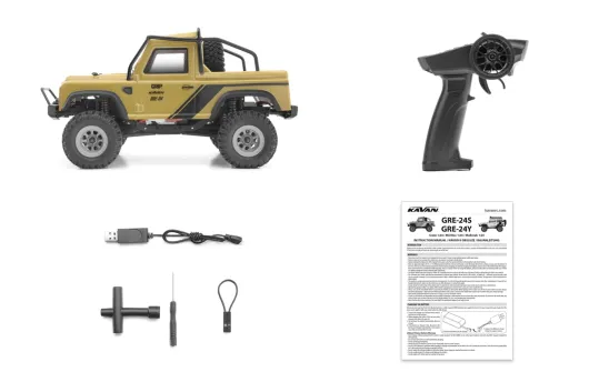 Kavan RC Auto GRE-24 in sand gelb - sandy Crawler 4WD 1:24 2,4GHz RTR