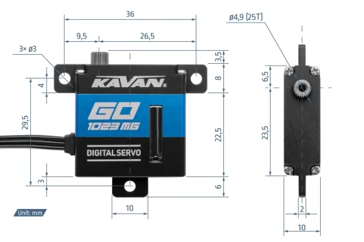 Kavan GO Servo Microservo GO-1023MG 0,09s/60° - 7,0kg.cm