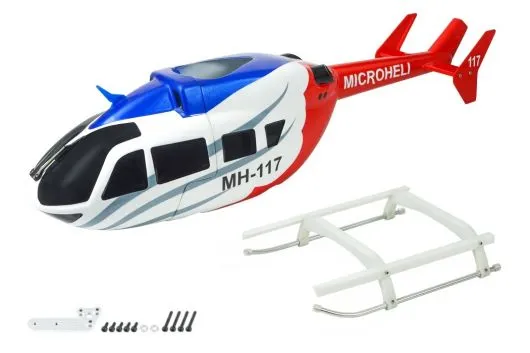 Microheli Scale Rumpf Set Airbrush Fiberglass EC145 in Weiß für OMPHobby M2, EVO