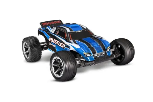 Traxxas Rustler blau 1/10 2WD Stadium-Truck RTR Brushed, mit Akku und 4A USB-C-Lader