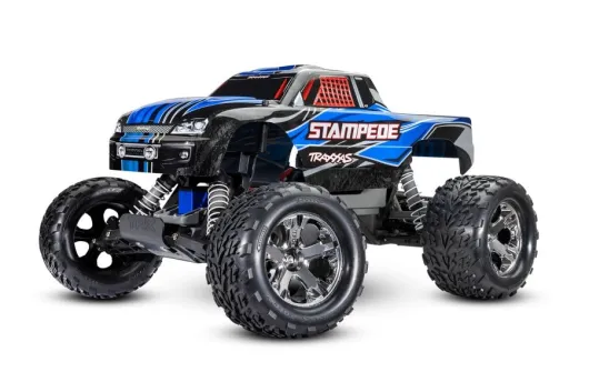 Traxxas Stampede blau 1/10 2WD Monster-Truck RTR Brushed, mit Akku und 4A USB-C-Lader