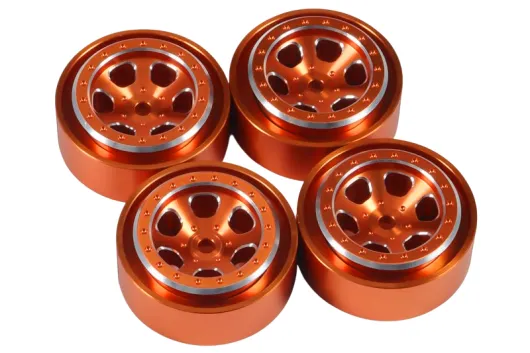 RC Crawler Scalezubehör 1/18 4x Aluminiumfelgen für original Reifen in orange für TRX-4M