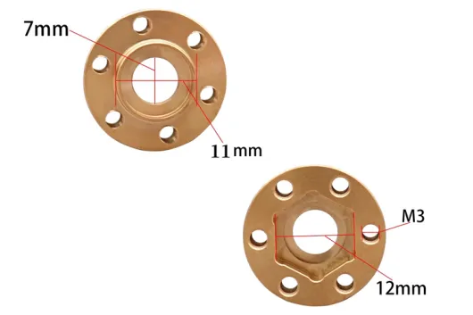 RC Crawler Zubehör 1/10 Messing Felgenverbreiterungsadapter / Gewicht 15mm mit Sechskantnabe für 1,9Zoll und 2,2Zoll Felgen 4Stück