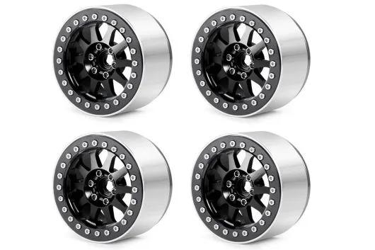 RC Crawler Scalezubehör 1/10 2,2 Zoll Aluminiumfelgen in schwarz 4Stück