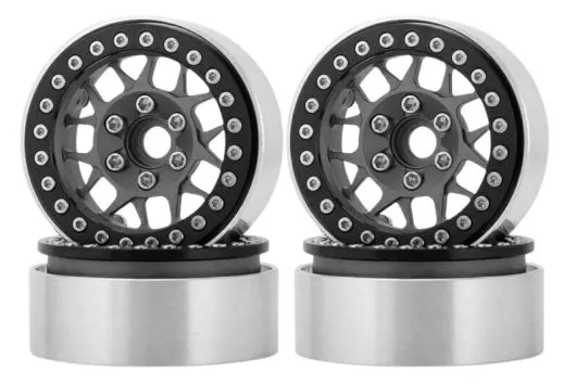 RC Crawler Scalezubehör 1/10 1,9Zoll Aluminiumfelgen in titanfarbe 4Stück