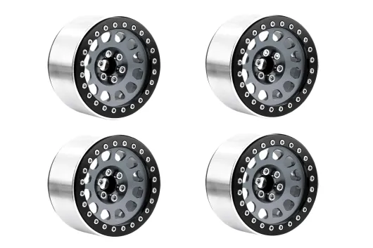 RC Crawler Scalezubehör 1/10 2,2 Zoll Aluminiumfelgen in titanfarbe 4Stück