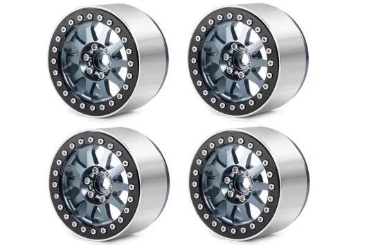 RC Crawler Scalezubehör 1/10 2,2 Zoll Aluminiumfelgen in titanfarbe 4Stück