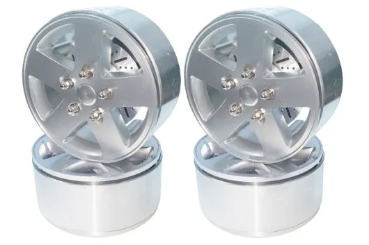 RC Crawler Scalezubehör 1/10 2,2 Zoll Aluminiumfelgen in silber mit silberner Bremsscheibe 4Stück