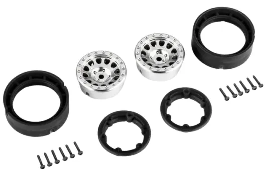Traxxas Tuning Method 1,0 Felgen in chrom auf Beadlock in satin chrom 2Stück für TRX-4M 1/18