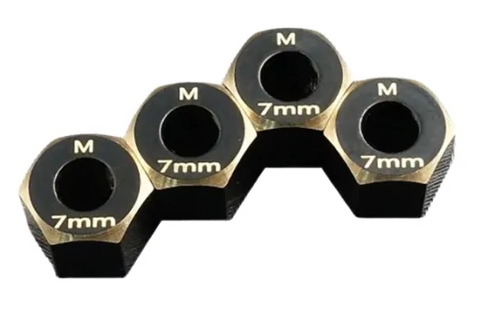 Samix Sechskant Radmitnehmer aus Messing in schwarz beschichtet 7mm je 1g 4Stück für TRX-4M