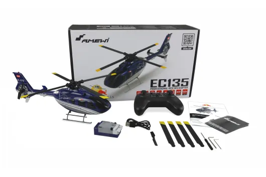 Amewi RC Heli Scale Hubschrauber EC-135 im Design "The Flying Bulls" mit Brushlessmotoren Maßstab 1:30 RTF Set