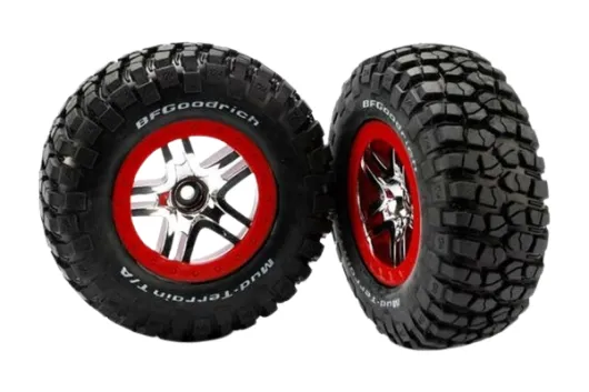 Traxxas Tuning BFGoodrich TA KM2 S1 Reifen auf Felgen in Satin rot 2Stück vorne für Slash und Ford F-150 Raptor Fox 1/10