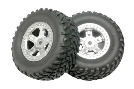 Traxxas Tuning SCT Reifen auf Felgen in Satin chrom 2Stück für Slash 1/16