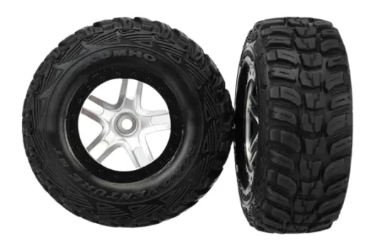 Traxxas Tuning Kumho S1 Reifen auf Felgen in Satin chrom schwarz 2Stück hinten für Slash und Ford F-150 Raptor Fox 1/10