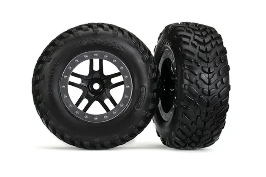 Traxxas Tuning SCT Reifen auf Felgen in schwarz Satin chrom 2Stück vorne für Slash 1/10