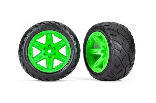 Traxxas Tuning Anaconda Reifen auf RXT 2,8 Felgen in grün 2Stück für Rustler 1/10