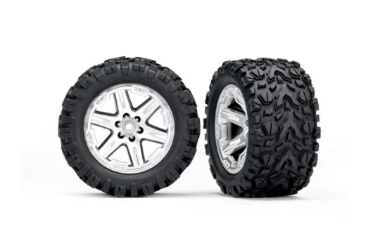 Traxxas Tuning Talon EXT Reifen auf RXT 2,8 Felgen in satin chrom 2Stück hinten für Rustler 1/10