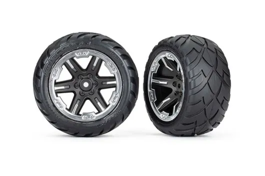 Traxxas Tuning Anaconda Reifen auf RXT 2,8 Felgen in schwarz grün 2Stück hinten für Rustler 1/10