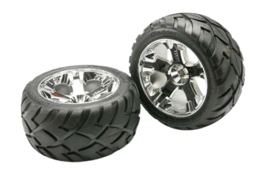 Traxxas Tuning Anaconda Reifen auf 2,8 Felgen in chrom 2Stück vorne für Nitro Rustler 1/10