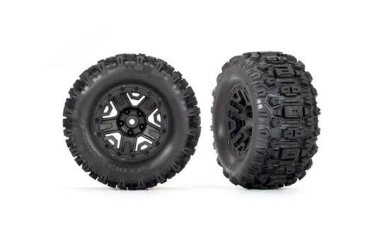 Traxxas Tuning Sledgehammer Reifen auf 2,8 Felgen in schwarz 2Stück hinten für Bigfoot, Rustler und Stampede 1/10