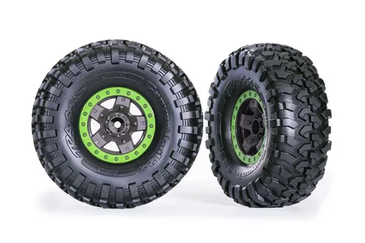 Traxxas Tuning Canyon Trail 5,3x2,2 Reifen auf TRX-4 Felgen in grau grün 2Stück (speziell für Long Arm Lift Kit) für TRX-4 1/10