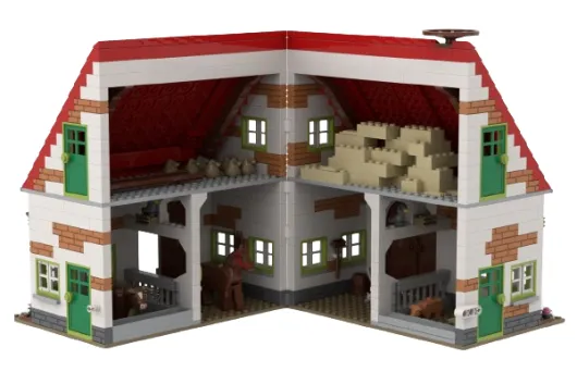 KiddiCraft Klemmbausteine Bauernhof Stall - 1114 Teile