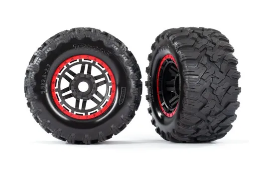 Traxxas Tuning MT Reifen auf 2,8 Felgen in schwarz rot 2Stück für Maxx 1/10