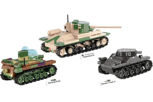 COBI Klemmbausteine Panzer Museum Set Renault R35, Valentine IX und Panzer I - 595 Teile