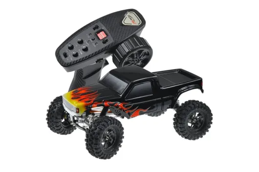 FuriTek 1/18 Cayman Pro V2 4X4 +TX/RX in schwarz Karo mit Flammen Brushless RC Premium Crawler Kit
