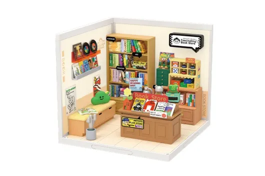 Lasercut Kunststoff Bausatz Standmodell DIY Miniature Haus Super Creator Serie Faszinierender Buchladen 108 Teile