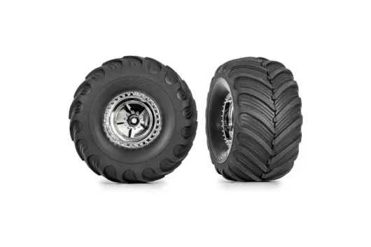 Traxxas Ersatzteile Chvrn-Reifen auf Chrome-Felgen für TRX-4MT 1/18