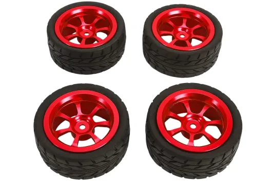 MBW RC CAR Tuningteile für RC Auto Mini Cito und DF Z06 Buggy Metall Felgen mit Reifen in Rot