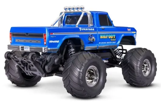 Traxxas BIGFOOT blau No.1 1/10 2WD Monster-Truck RTR Brushed mit HD Teilen (Heavy-Duty) mit Akku und 4A USB-C-Lader
