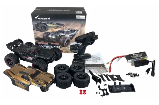 Amewi Hyper Go RC-Car Truggy in schwarz OffRoad/OnRoad 4WD Brushless 1:14 2,4GHz RTR Set