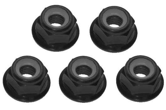 M4 Radmuttern Stoppmutter aus Aluminium mit Flansch in schwarz eloxiert CW 5Stück