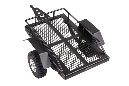 RC Crawler Scalezubehör 1/18 und 1/24 Anhänger aus Metall 160x95x75mm, totale Länge 225mm in schwarz