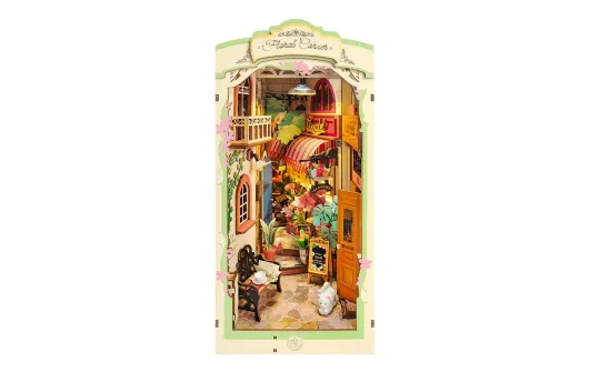 Lasercut Holzbausatz Bücherecke Blumenladen 110 Teile