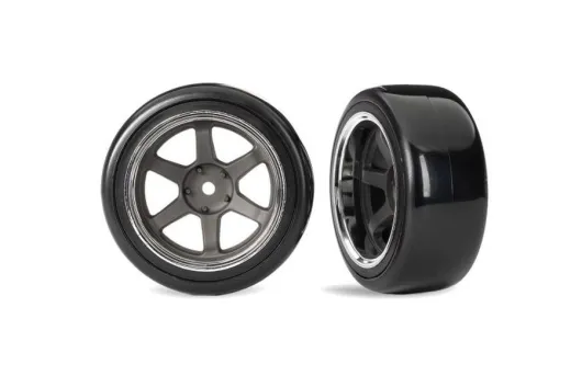 Traxxas Ersatzteile Drift-Reifen 1,9 hart auf 6-Speichenfelgen in grau hinten 2Stück für 4-TEC 1/10