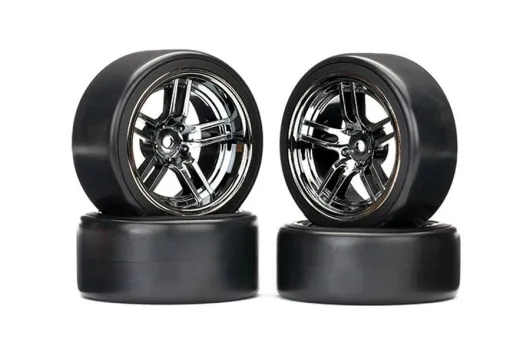 Traxxas Ersatzteile Drift-Reifensatz auf Felgen in chrom-schwarz 4Stück für 4-TEC 1/10