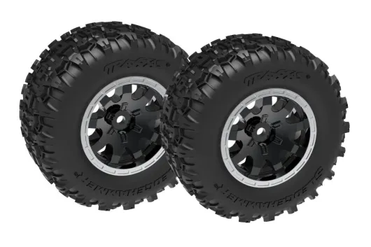 Traxxas Tuning Sledgehammer Reifen auf Felgen in Schwarz 2Stück hinten für Mini-Maxx 1/16