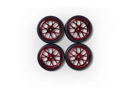 Carson RC Tuning Räderset mit 7 Y-Speichen Felgen in rot 26mm 4Stück für Tamiya 1/10