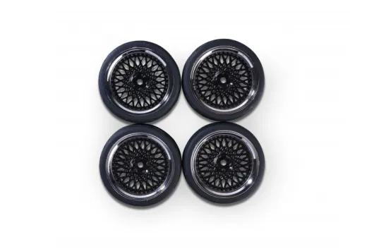 Carson RC Tuning Räderset mit Classic Speichen Felgen in schwarz-chrom 26mm 4Stück für Tamiya 1/10