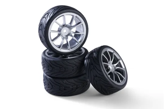 Carson RC Tuning Räderset mit 5 Y-Speichen Felgen in silber 26mm 4Stück für Tamiya 1/10