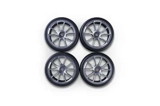 Carson RC Tuning Räderset mit 5 Y-Speichen Felgen in silber 26mm 4Stück für Tamiya 1/10