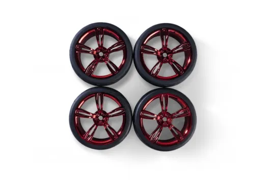 Carson RC Tuning Räderset mit 10 Speichen Felgen in rot 26mm 4Stück für Tamiya 1/10